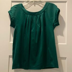 Emerald green banana republic blouse tie back size XS